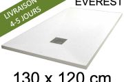 Receveur de douche, 130x120 cm, extra plat, resine Acrystone EVEREST Blanc 120x130