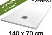 Receveur de douche, 140x70 cm, extra plat, resine Acrystone EVEREST Blanc 70x140