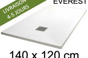 Receveur de douche, 140x120 cm, extra plat, resine Acrystone EVEREST Blanc 120x140