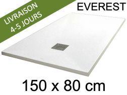 Receveur de douche, 150x80 cm, extra plat, resine Acrystone EVEREST Blanc 80x150