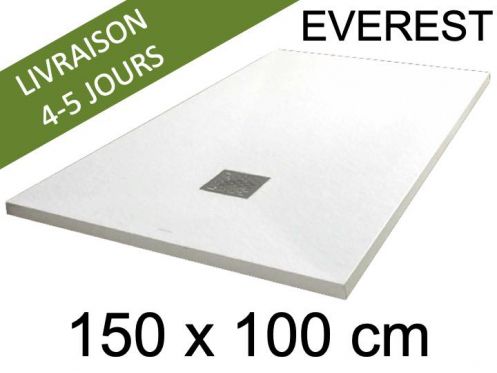 Receveur de douche, 150x100 cm, extra plat, resine Acrystone EVEREST Blanc 100x150
