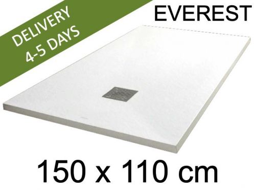 Brusebadsbakke, 150x110 cm, ekstra flad, Acrystone resin - EVEREST hvid 110x150