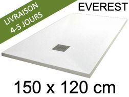 Receveur de douche, 150x120 cm, extra plat, resine Acrystone EVEREST Blanc 120x150