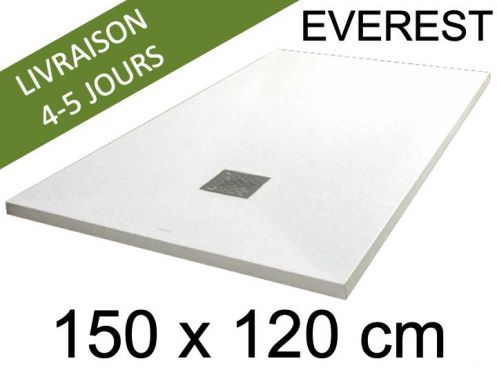 Receveur de douche, 150x120 cm, extra plat, resine Acrystone EVEREST Blanc 120x150