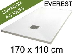 Receveur de douche, 170x110 cm, extra plat, resine Acrystone EVEREST Blanc 110x170