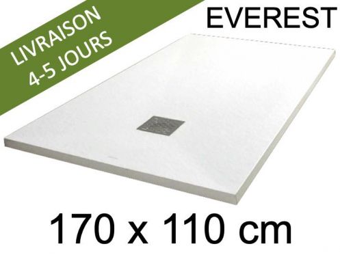 Receveur de douche, 170x110 cm, extra plat, resine Acrystone EVEREST Blanc 110x170