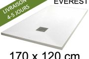 Receveur de douche, 170x120 cm, extra plat, resine Acrystone EVEREST Blanc 120x170