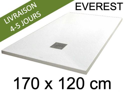Receveur de douche, 170x120 cm, extra plat, resine Acrystone EVEREST Blanc 120x170
