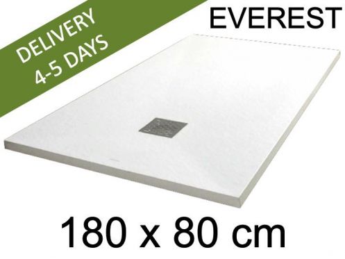 Douchebak, 180x80 cm, extra plat, Acrystone-hars - EVEREST Wit 80x180