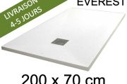 Receveur de douche, 200x70 cm, extra plat, resine Acrystone EVEREST Blanc 70x200