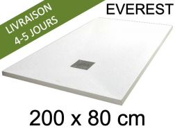 Receveur de douche, 200x80 cm, extra plat, resine Acrystone EVEREST Blanc 80x200