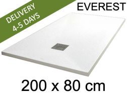 Brusebadsbakke, 200x80 cm, ekstra flad, Acrystone resin - EVEREST hvid 80x200
