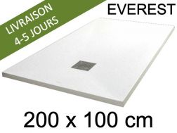 Receveur de douche, 200x100 cm, extra plat, resine Acrystone EVEREST Blanc 100x200