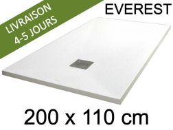Receveur de douche, 200x110 cm, extra plat, resine Acrystone EVEREST Blanc 110x200