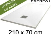 Receveur de douche, 210x70 cm, extra plat, resine Acrystone EVEREST Blanc 70x210