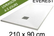 Receveur de douche, 210x90 cm, extra plat, resine Acrystone EVEREST Blanc 90x210
