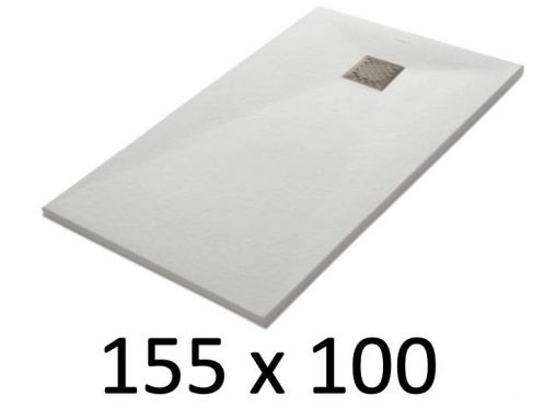 Douchebak 155x100 cm, hars, extra plat, snijdbaar, TECNIK 100x155