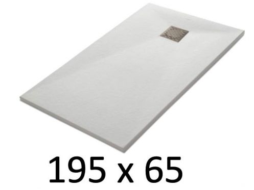 Douchebak 195x65 cm, hars, extra plat, snijdbaar, TECNIK 65x195