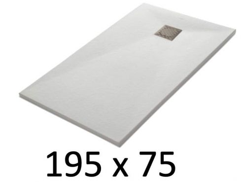 Receveur de douche 195x75 cm, resine, extra plat, recoupable, TECNIK 75x195