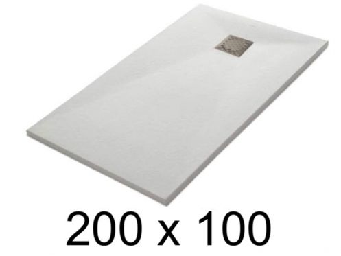 Receveur de douche 200x100 cm, resine, extra plat, recoupable, TECNIK 100x200 