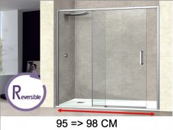 Doucheschuifdeur, 95 tot 98 cm, met vast glas - NANTES 310 CH
