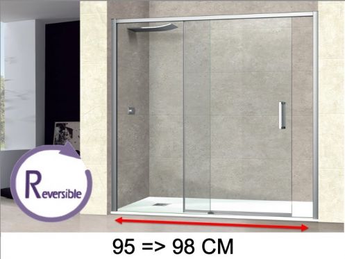 Doucheschuifdeur, 95 tot 98 cm, met vast glas - NANTES 310 CH