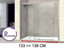 Doucheschuifdeur, 133 tot 136 cm, met vast glas - NANTES 310 CH