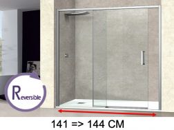 Sliding shower door, 141 to 144 cm, with fixed glass - NANTES 310 CH