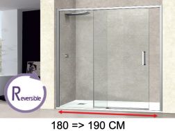 Porte de douche coulissante, 180 à 190 cm, avec un verre fixe - NANTES 310 CH
