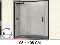 Doucheschuifdeur, 95 tot 98 cm, met vast glas - NANTES 310 BLACK