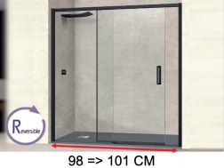 Doucheschuifdeur, 98 tot 101 cm, met vast glas - NANTES 310 BLACK