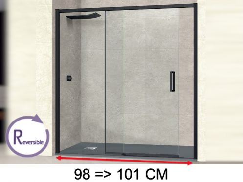 Doucheschuifdeur, 98 tot 101 cm, met vast glas - NANTES 310 BLACK