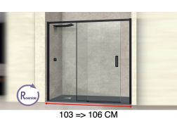 Sliding shower door, 103 to 106 cm, with fixed glass - NANTES 310 BLACK