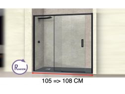 Sliding shower door, 105 to 108 cm, with fixed glass - NANTES 310 BLACK