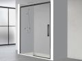Paroi de douche coulissante, 123  126 cm, avec un verre fixe - NANTES 310 NOIR
