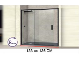Doucheschuifdeur, 133 tot 136 cm, met vast glas - NANTES 310 BLACK