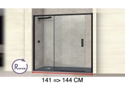 Doucheschuifdeur, 141 tot 144 cm, met vast glas - NANTES 310 BLACK