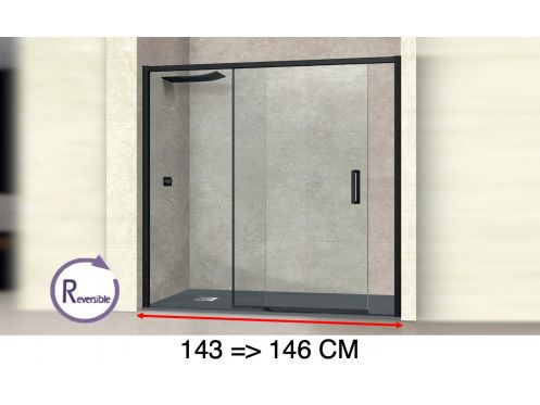 Przesuwane drzwi prysznicowe 143 do 146 cm ze staÅ‚Ä… szybÄ… - NANTES 310 BLACK