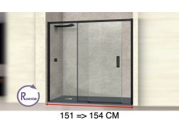 Doucheschuifdeur, 151 tot 154 cm, met vast glas - NANTES 310 BLACK
