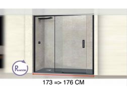 Doucheschuifdeur, 173 tot 176 cm, met vast glas - NANTES 310 BLACK