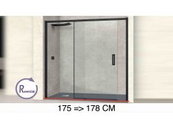 Doucheschuifdeur, 175 tot 178 cm, met vast glas - NANTES 310 BLACK