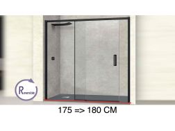 Doucheschuifdeur, 175 tot 180 cm, met vast glas - NANTES 310 BLACK