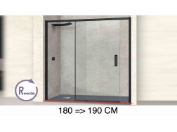 Doucheschuifdeur, 180 tot 190 cm, met vast glas - NANTES 310 BLACK