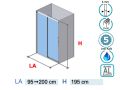 Porte douche coulissante,  98  101 cm, avec un verre semi opaque - NANTES 310 bold