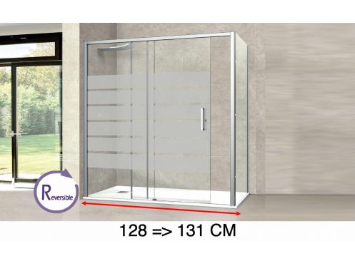 Porte douche coulissante,  128  131 cm, avec un verre semi opaque - NANTES 310 bold
