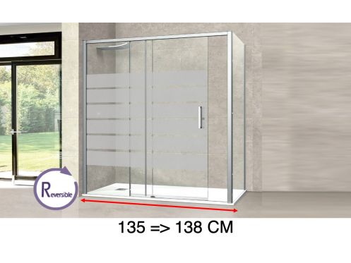 Porte douche coulissante, 135  138 cm, avec un verre semi opaque - NANTES 310 bold