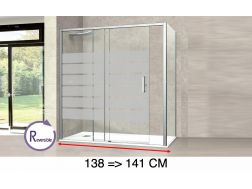 Porte douche coulissante, 138 à 141 cm, avec un verre semi opaque - NANTES 310 bold