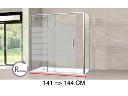 Porte douche coulissante, 141 à 144 cm, avec un verre semi opaque - NANTES 310 bold