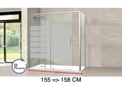 Porte douche coulissante, 155 à 158 cm, avec un verre semi opaque - NANTES 310 bold