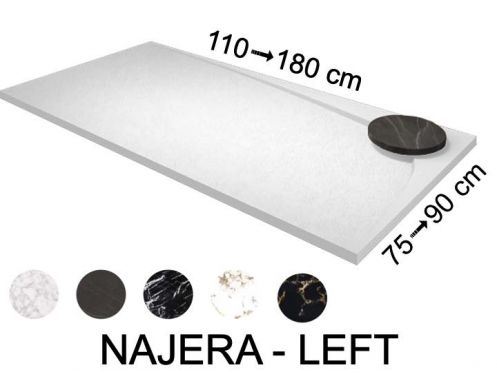 Receveur de douche Design, evacuation angle gauche, recoupable - NAJERA GAUCHE 120